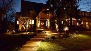 house illuminated by outdoor lighting